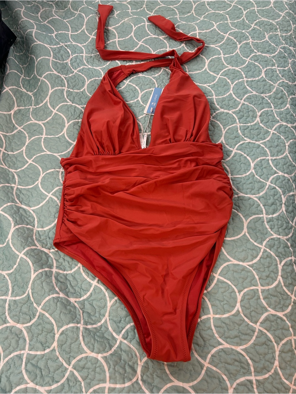 Cupshe NWT Rust Red halter neck swim suit